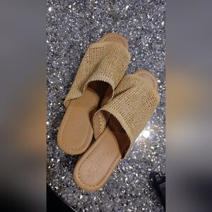 Soda Tan Woven Wedge Sandals